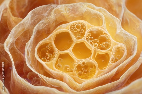 Royal jelly inside a queen bee cell, luxurious milky texture, macro detail, golden lighting, pharmaceutical quality imagery