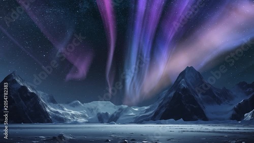 Antarctica Aurora Night Odyssey Time Lapse Generative AI