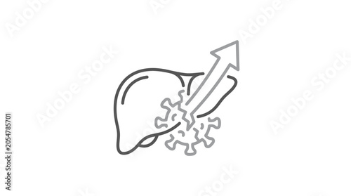 Liver regeneration and healing process icon