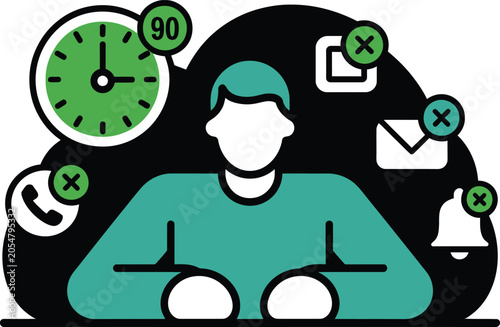 Employee suffers from excessive workplace distractions while managing multiple digital tasks and notifications.