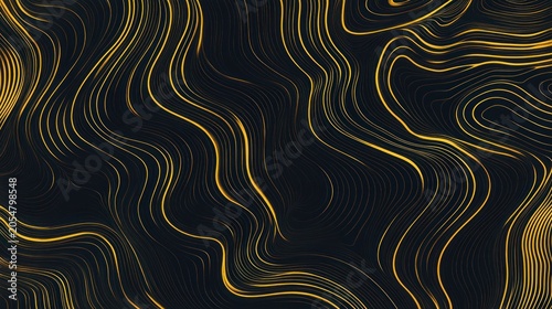 Golden wavy lines on black background