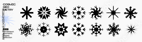 Canvas Print Geometric shape collection with various abstract snowflake-like patterns
