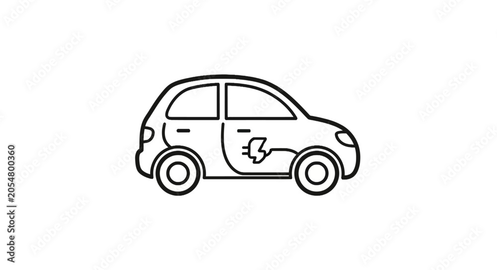 Fototapeta premium Electric Car Side View Illustration.