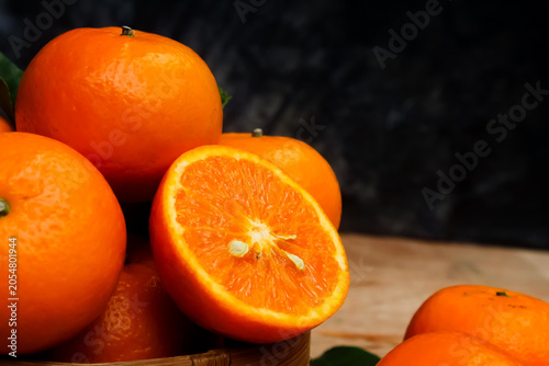 Принти на полотні flat lay of oranges on a table with negative space
