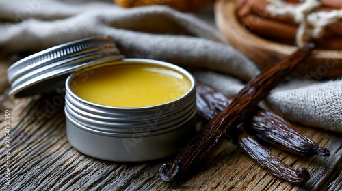 Natural Cosmetic Jar with Vanilla Beans / バニラビーンズと化粧品ジャー