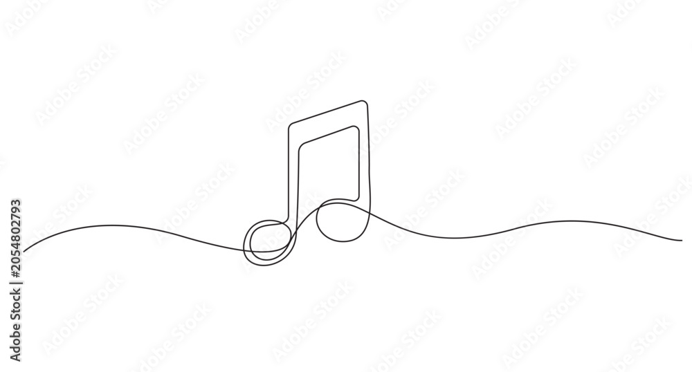 Fototapeta premium Music Notes One Line Art Minimalist Continuous Line Drawing Vector
