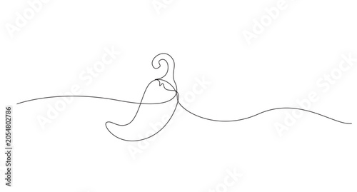 Chili Pepper One Line Art Minimalist Continuous Line Drawing Vector