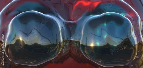 Abstract Reflective Double Sphere Background 3D Render