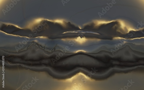 Abstract Gold Metallic Landscape Background 3D Render