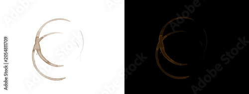 Canvas Print Abstract curvilinear crossed lines coffee stain on white and black
