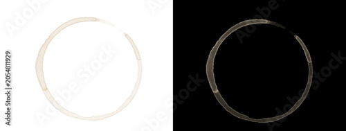 Foto Coffee cup ring stain imperfect circle isolated on white and black