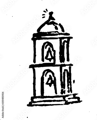 Hand Drawn Bell Tower Vector Illustration