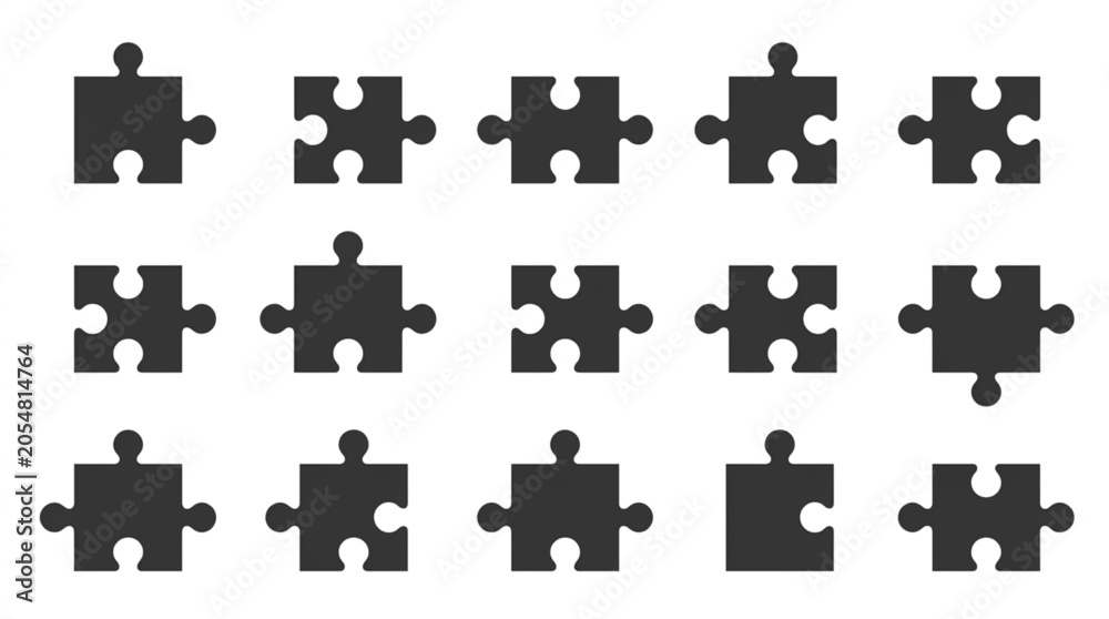 Naklejka premium Assorted Jigsaw Puzzle Pieces Set