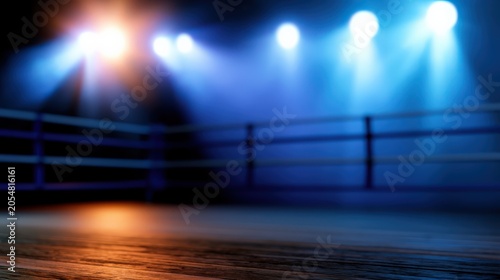 Luxury Boxing Ring with Dramatic Stage Lighting