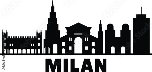 Foto Milan city skyline vector illustration, featuring famous architectural landmarks