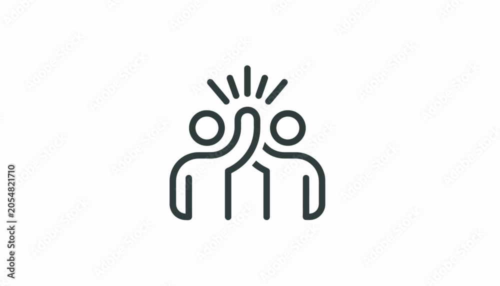 Obraz premium Minimalist line icon of two people giving a high five, representing teamwork, partnership, and successful collaboration