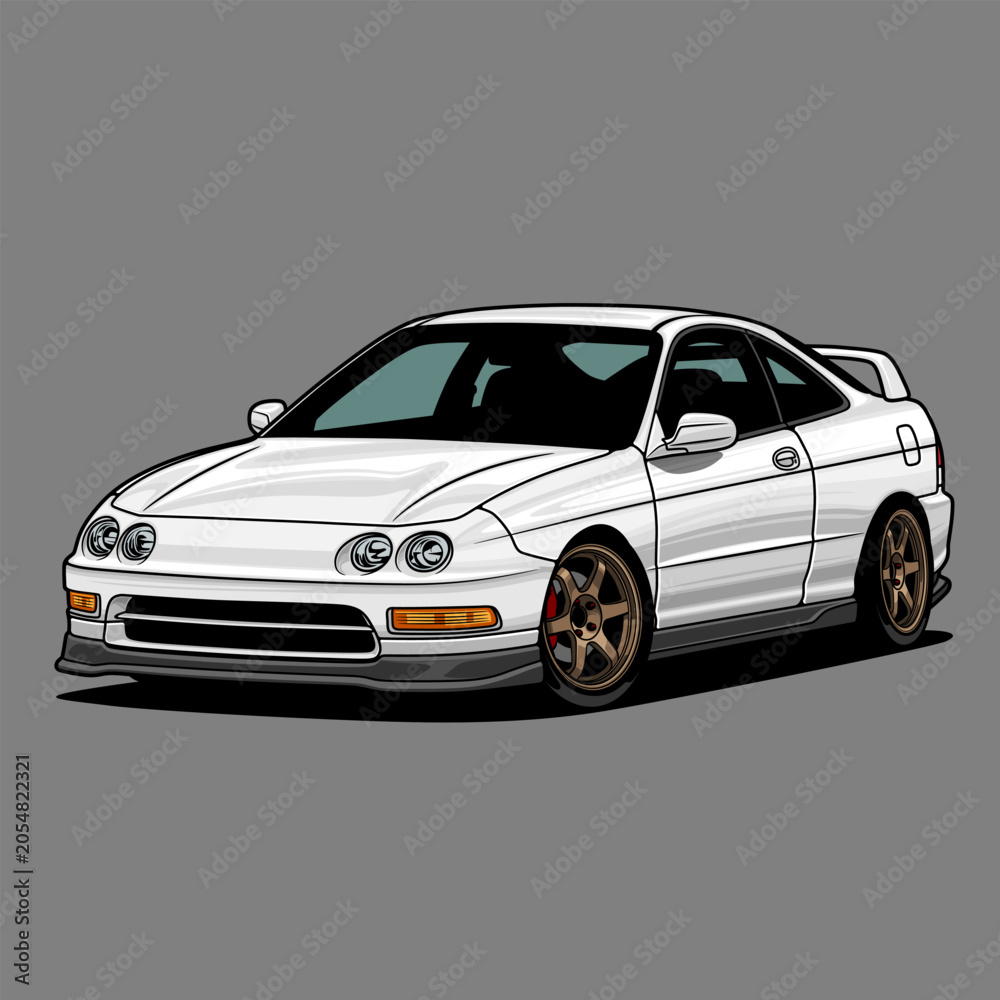 Obraz premium Cartoon car vector illustration for conceptual design. Separated layers, easy to edit in your vector supported software.
