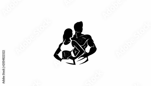 Athletic Man and Woman Fitness Silhouette Icon for Personal Training and Gym Branding