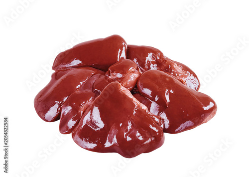 Raw chicken liver isolated on white background