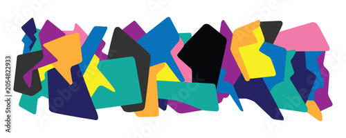   Modern people abstract futuristic silhouettes vector illustration multicolored background