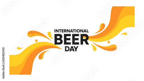 Obraz na płótnie International Beer Day Celebration: Vibrant orange waves and splashes evoke the frothy essence of beer, celebrating the spirit of International Beer Day with dynamic graphic design