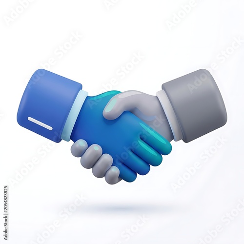 3D illustration of a handshake representing business agreement and partnership.