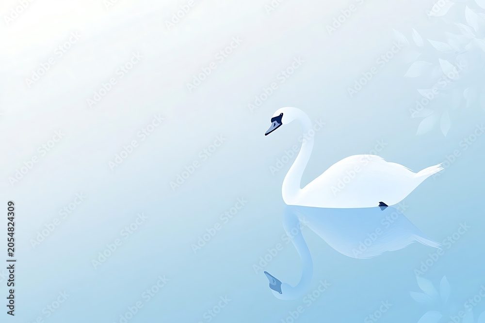 Fototapeta premium Graceful swan floating on serene waters