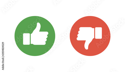 Quadro su tela Thumbs Up, Thumbs Down Icons: Simple, clear icons representing a choice between approval and disapproval