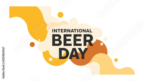 Konstfotografi International Beer Day Celebration: An abstract graphic design celebrating International Beer Day with flowing beer and foam elements, evoking festivity and enjoyment