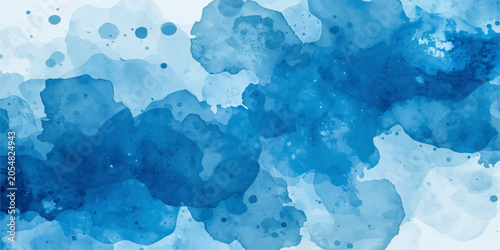 Abstract blue watercolor background with soft sky clouds texture, paper grunge pattern and winter ice water marble style art design backdrop