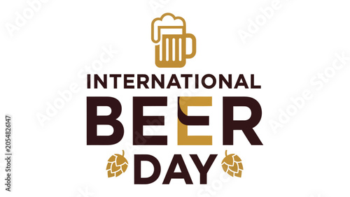 Canvastavla International Beer Day Logo: Celebrate International Beer Day with this festive logo featuring a frothy beer mug and hop cones, symbolizing the joy of global beer culture