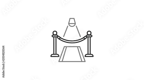Foto Red carpet entrance with velvet rope barrier icons.