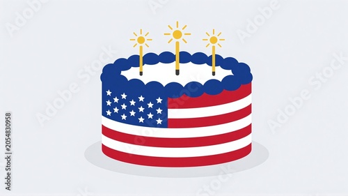 Festive Fourth of July cake decorated with the American flag and sparklers, celebrating Independence Day