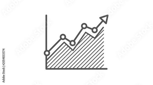 Line graph icon with shaded area and upward arrow.