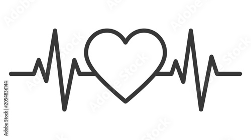 Tableau sur toile Heartbeat pulse EKG line with heart symbol icon.