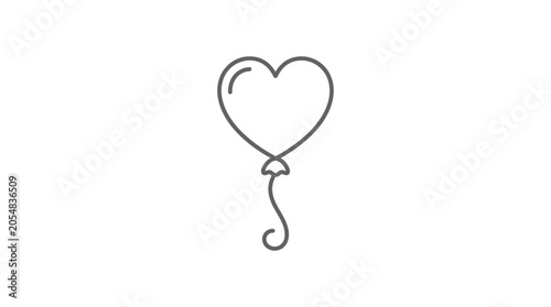 Simple heart shaped balloon line art icon.
