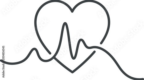 Pulse line passing through a minimalist heart icon.