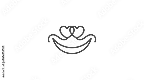 Smiling face icon with small hearts for eyes.