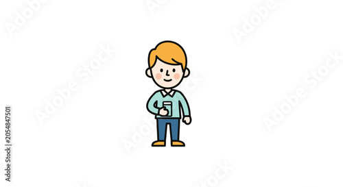 Schilderij op canvas Friendly man holding a beverage in casual attire