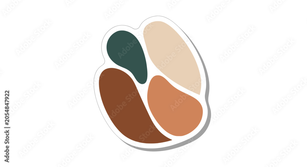 Fototapeta premium Minimalist organic shapes sticker in earthy tones