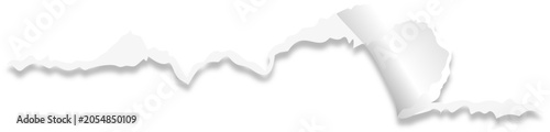 White ripped paper edge vector graphic design on transparent background