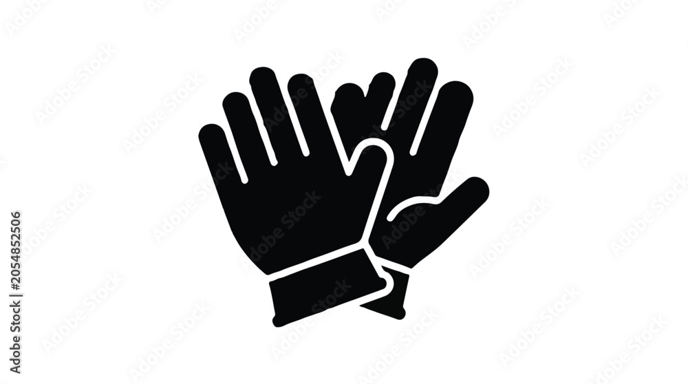 Obraz premium black glove icon, hand protection symbol, work glove sign