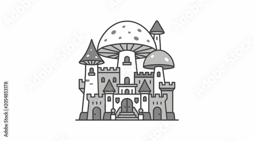 Εκτύπωση καμβά Whimsical fantasy castle made from large mushrooms.