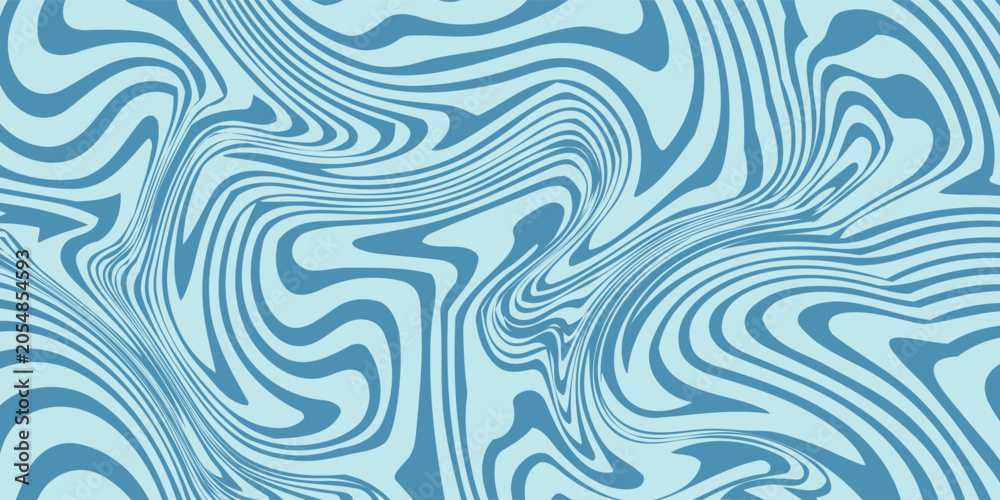 Fototapeta premium Abstract wavy blue background with blue lines. The background features a fluid, organic texture with blue patterns on a base. Psychedelic pattern background vector. ackground.