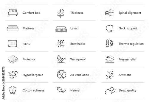 Εκτύπωση καμβά Mattress for sleeping icon set