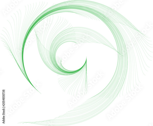 Принти на полотні A swirling green graphic illustration curls inward on a white background