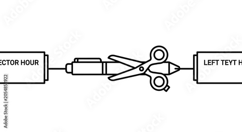 Canvastavla A pair of scissors cutting a pen between two text boxes.
