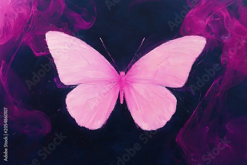 Pink butterfly in swirling dark background