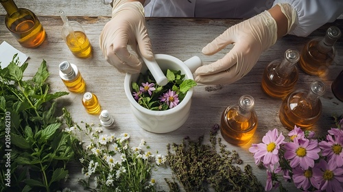 herbal tea in a garden
