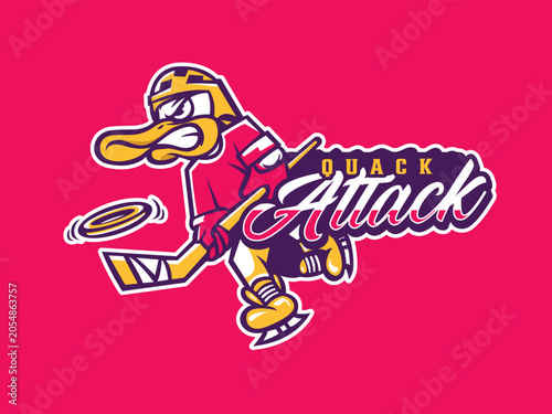 Photography Duck Attack Hockey Mascot Logo Design